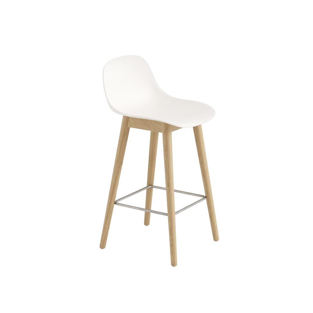 Muuto Fiber Barstool W Back Wood Base White 65